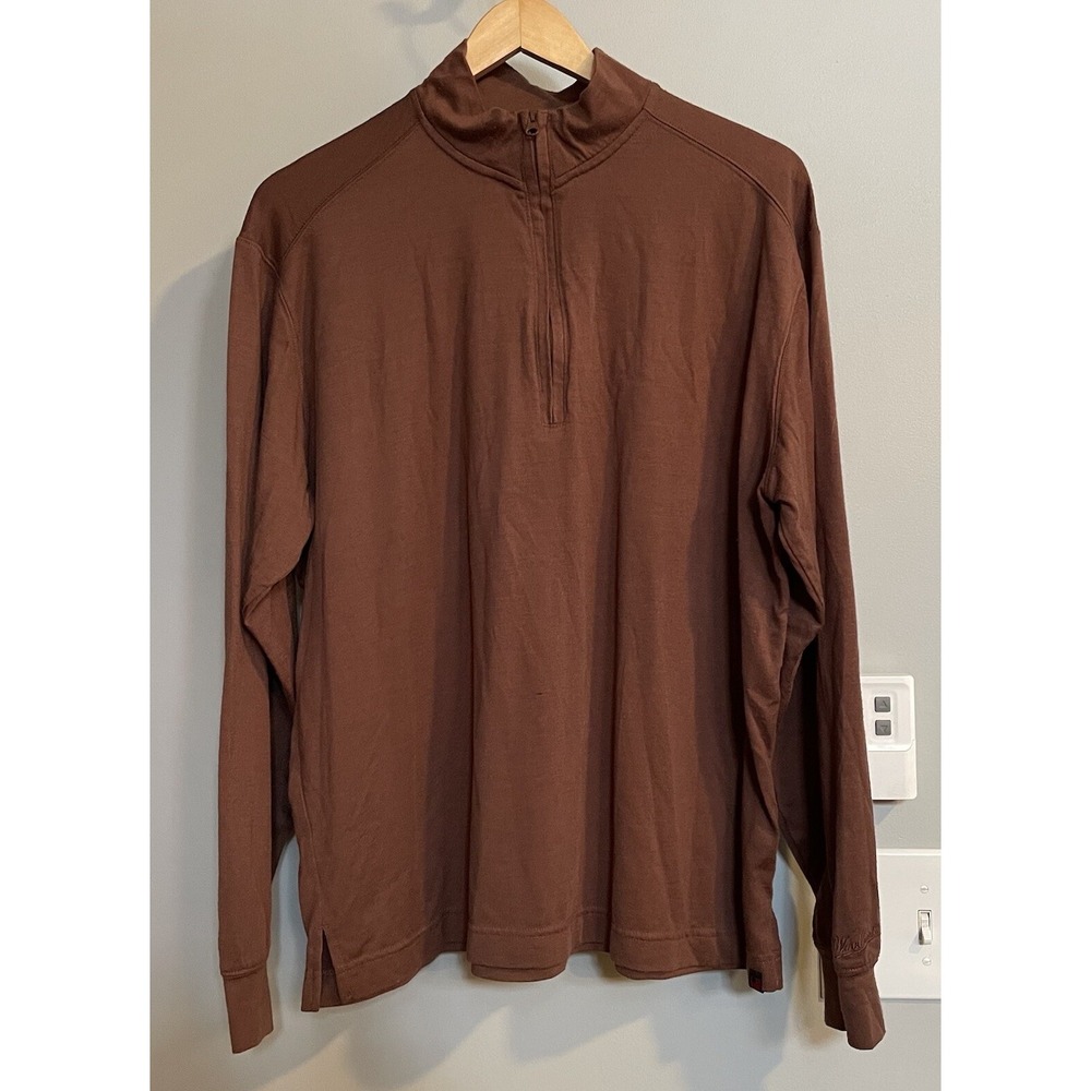 Woolrich Shirt Base Layer Wool Blend 1/4 Zip Mock Neck Pullover Thermal Large